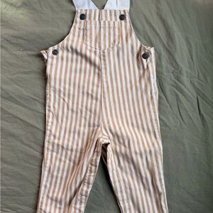 Carters Striped Tan and White Overalls
